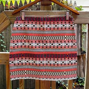 Women’s Geometric Mini Skirt with Bronze Accents